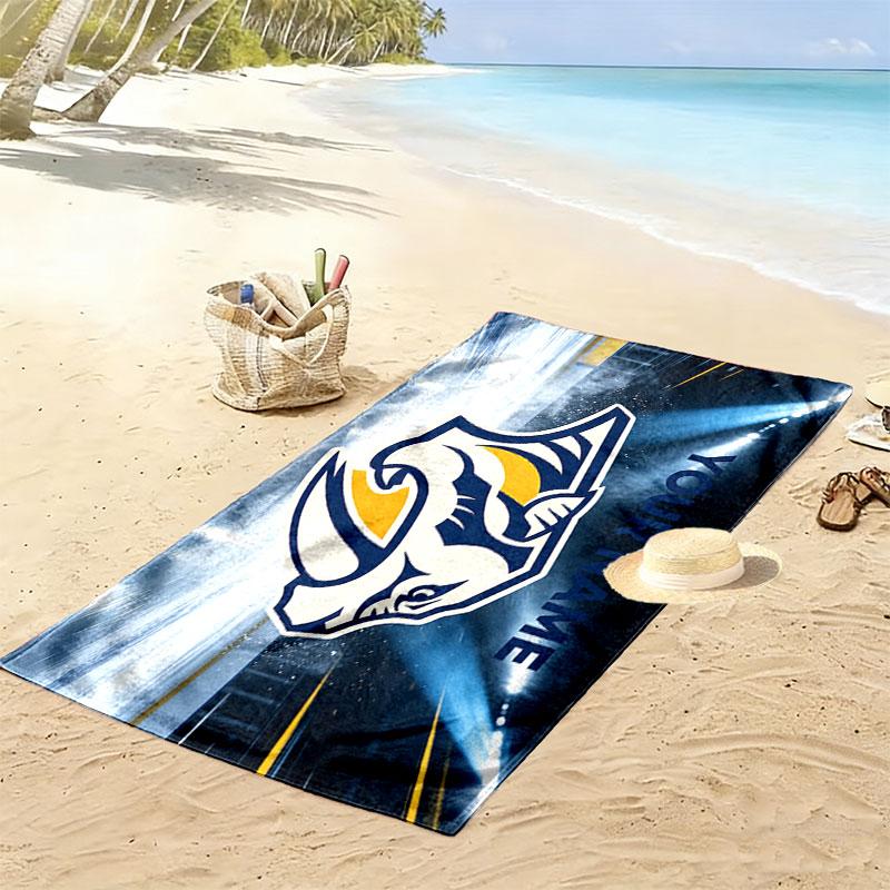 Custom Name,Nashville Predators Print Beach Towel, Large Soft Quick Dry Towel for Beach Camping Swimming