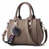 Women Shoulder Bag Weave Embroideried Design Hair Ball Pendant Casual Handbag