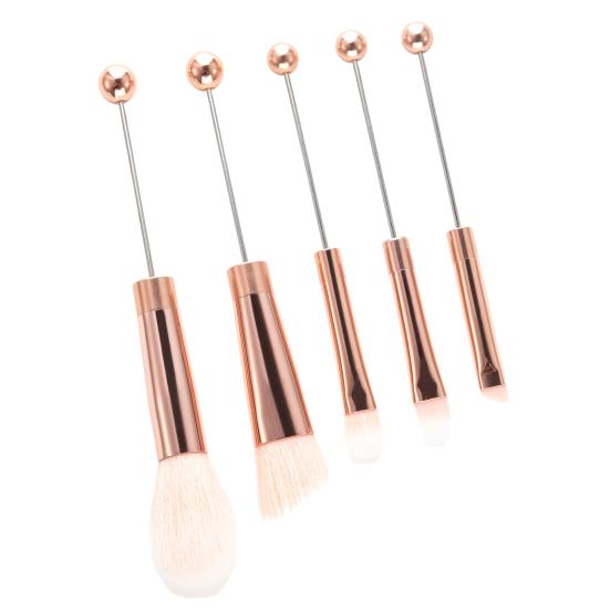 5 шт./компл. набор кистей для макияжа, сделай сам, металлическая ручка, бисер, тонкая мягкая щетина, натуральные нежные кисти с эффектом макияжа