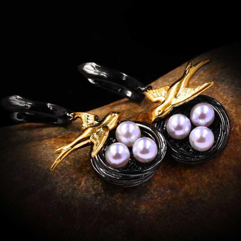 Sace Gems Креативные серьги-капли в форме ласточки, двухцветные висячие серьги, женские подарки на годовщину