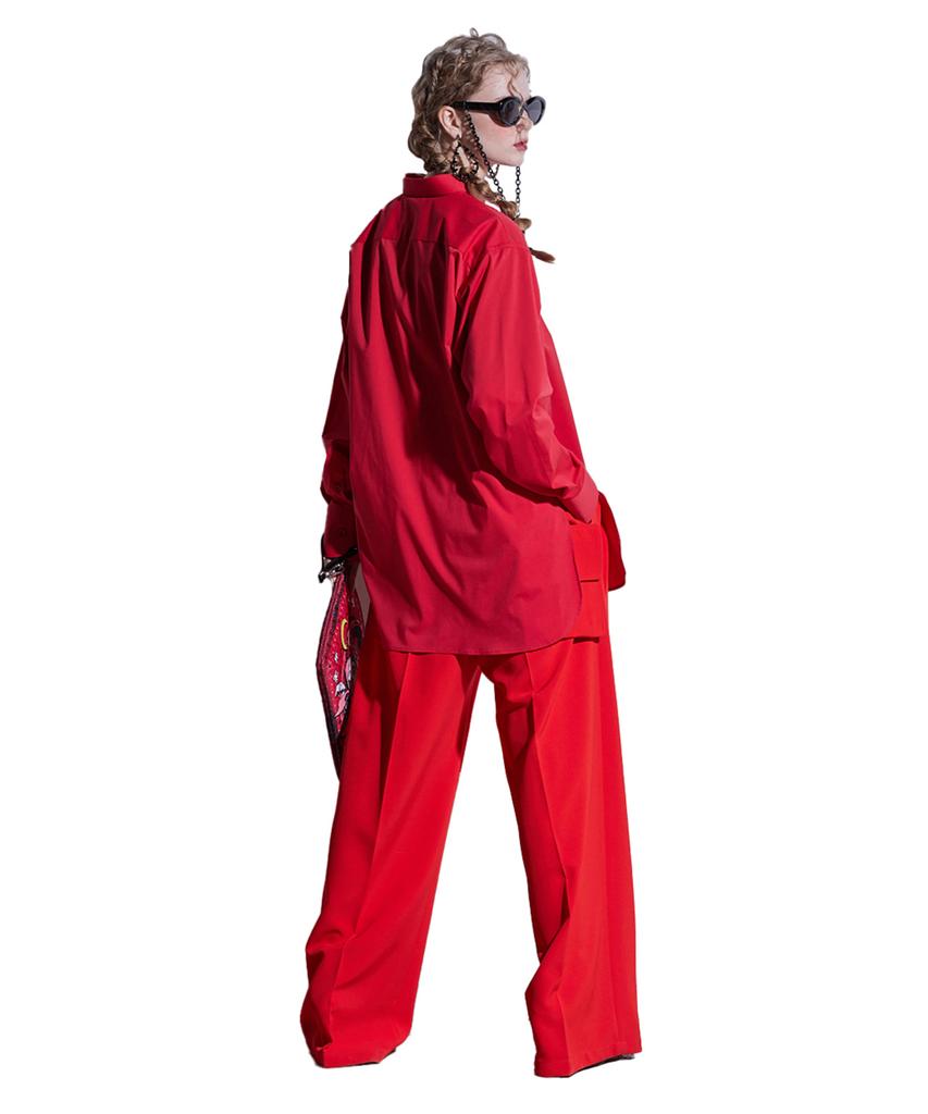 GREEDILOUS Red Tuxedo Shirt