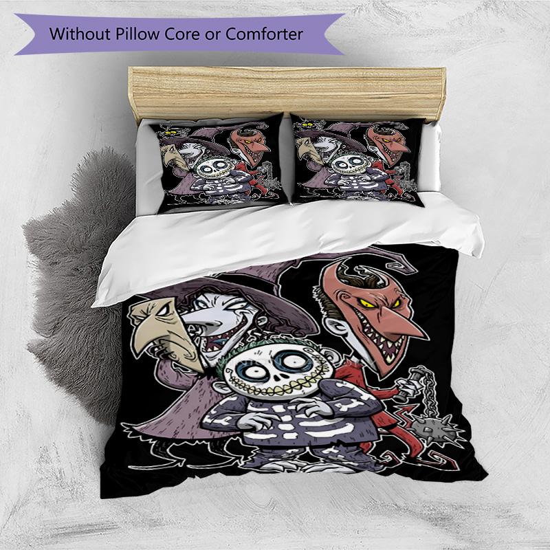 3pcs Duvet Cover Set (1*Duvet Cover + 2*Pillowcase, Without Core), The Nightmare Before Christmas Print Bedding Set, Bedroom Decor, All‑Season, Birthd