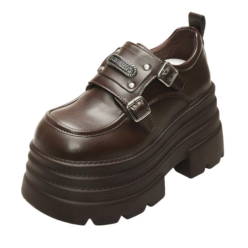 Модные женские кожаные кроссовки Новинка 2025 Весна Высокая платформа Шнуровка Повседневная обувь Толстая подошва 10 см Каблуки Обувь для ходьбы Zapatos Mujer