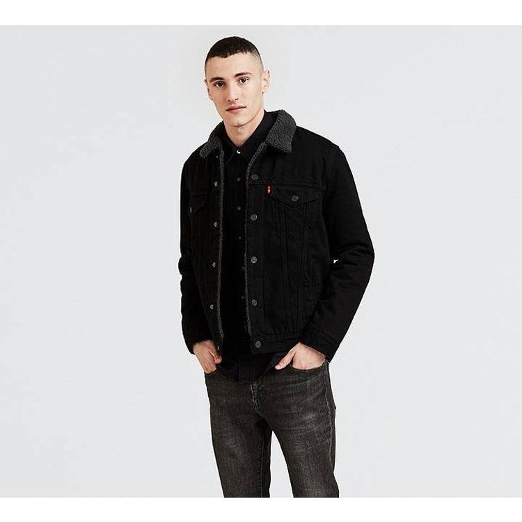 Джинсовая куртка Levis с флисовой подкладкой из хлопка, зимняя, унисекс, черная 16365-0054