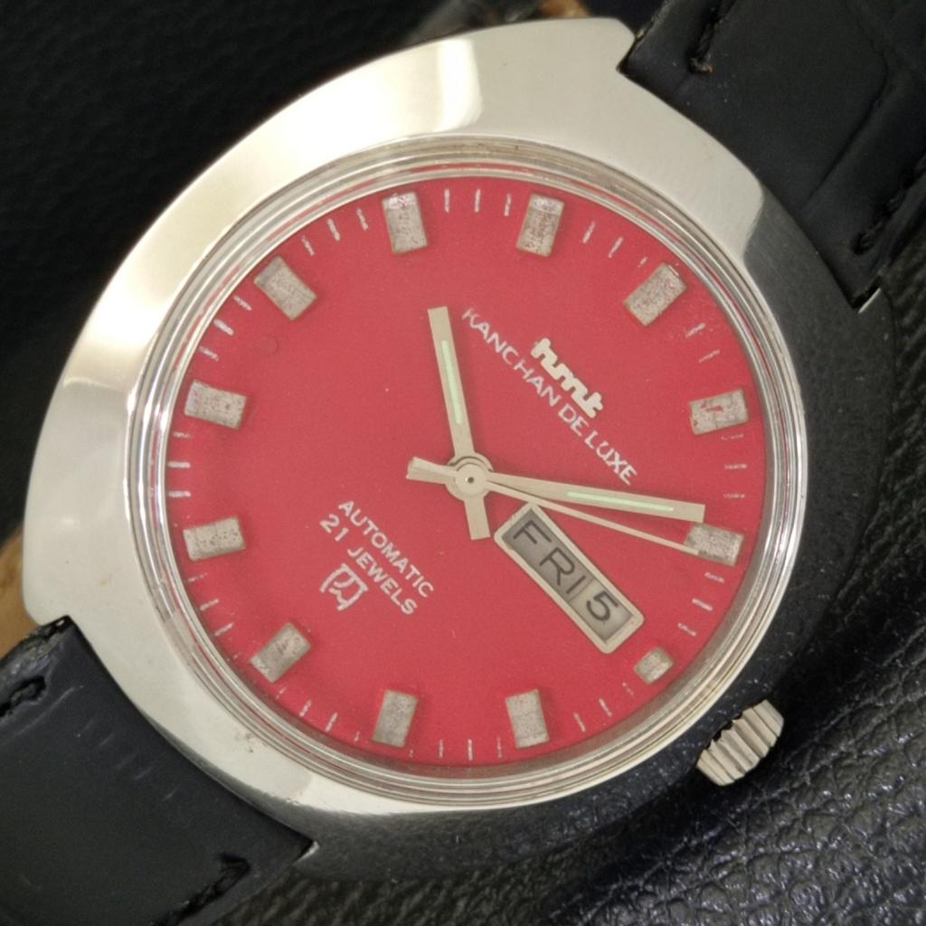 USED HMT KANCHAN DELUXE 6501 AUTOMATIC INDIAN MENS RED DIAL WATCH A432206-2 R110-a432206