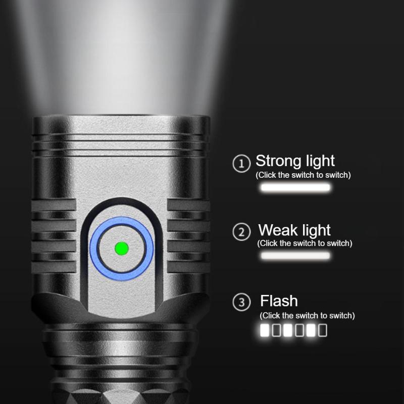 Перезаряжаемый светодиодный фонарик с 3 режимами, быстрая зарядка Type-C, 4 светодиодный фонарь, портативный фонарик для ночной работы и использования в чрезвычайных ситуациях