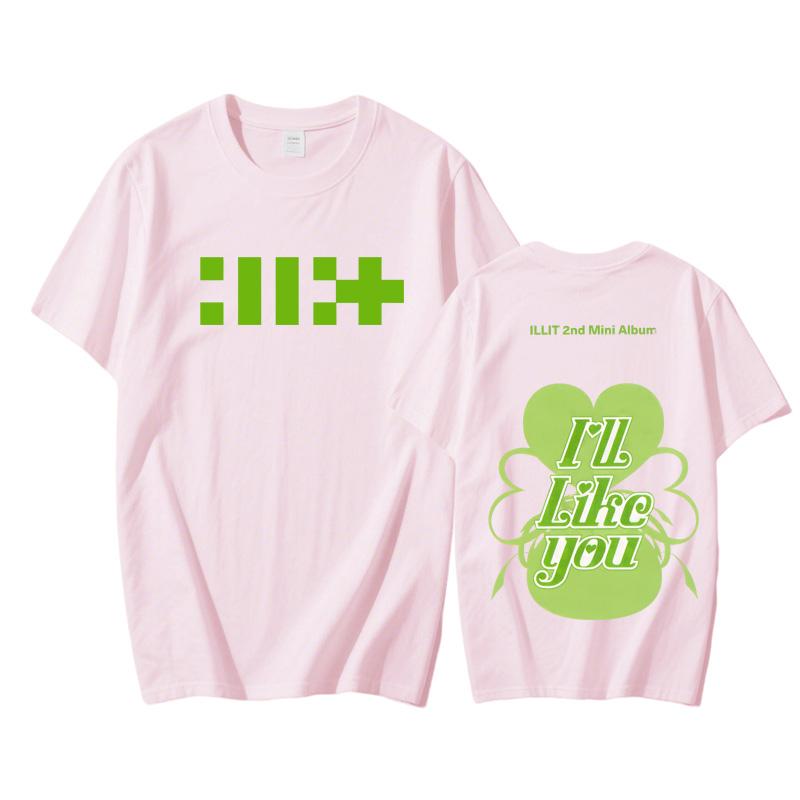 Футболки ILLIT Топы 2025 Графическая печать 100% Котто Футболка на лето Хлопковая модная футболка Женская Мужская одежда Высокое качество