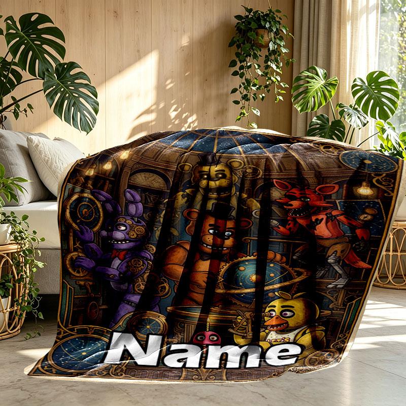 Custom Name Personalized Five Nights at Freddy's Print Blanket, Home Decor, Bedroom, Sofa, Camping, Couch, Gifts for Birthday Christmas