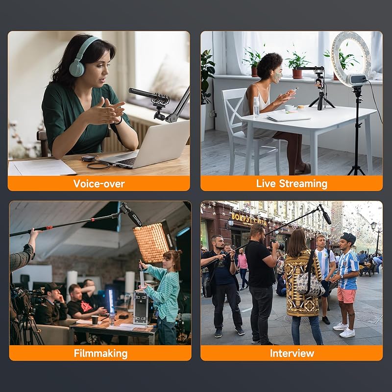 Беспроводной микрофон comica VM40 COMBO Видеомикрофон-пушка для 2 человек [32BIT, 32G внутренняя запись, супер однонаправленный] 2,4 ГГц беспроводной + проводной