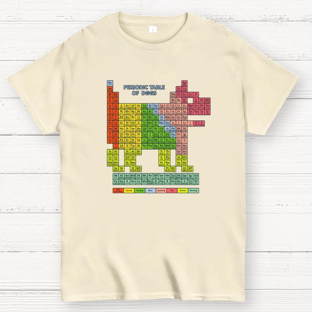 Periodic Table of Dogs Cotton Summer Casual Cool Loose T-Shirt