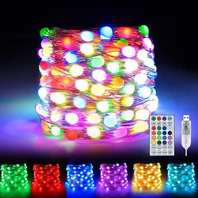 Светодиодная гирлянда Dalugo, питание от USB, RGB 16 цветов, длина 10 м, 100 лампочек, сказочные огни, высокая яркость, крупные бусины, украшения для дома, 12 режимов освещения