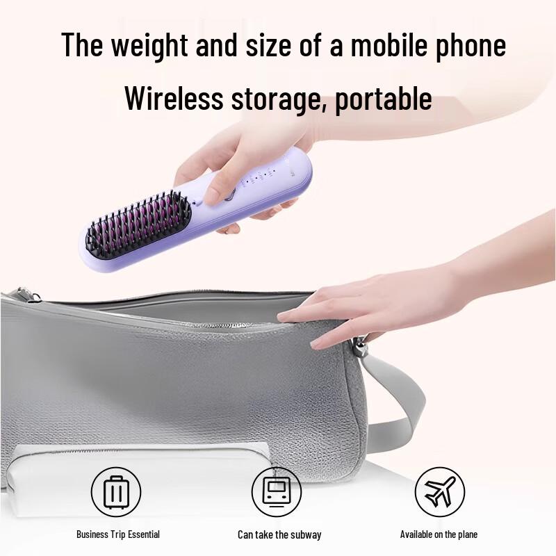 MinHuang Wireless Ionic 2-in-1 Hair Straightening & Curling Comb CN plug (adapter included)