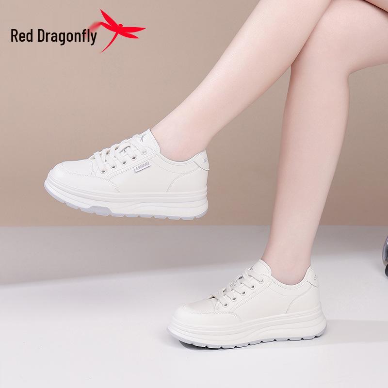 Женские белые повседневные кроссовки Red Dragonfly с эффектом увеличения роста - Коллекция Осень 2025