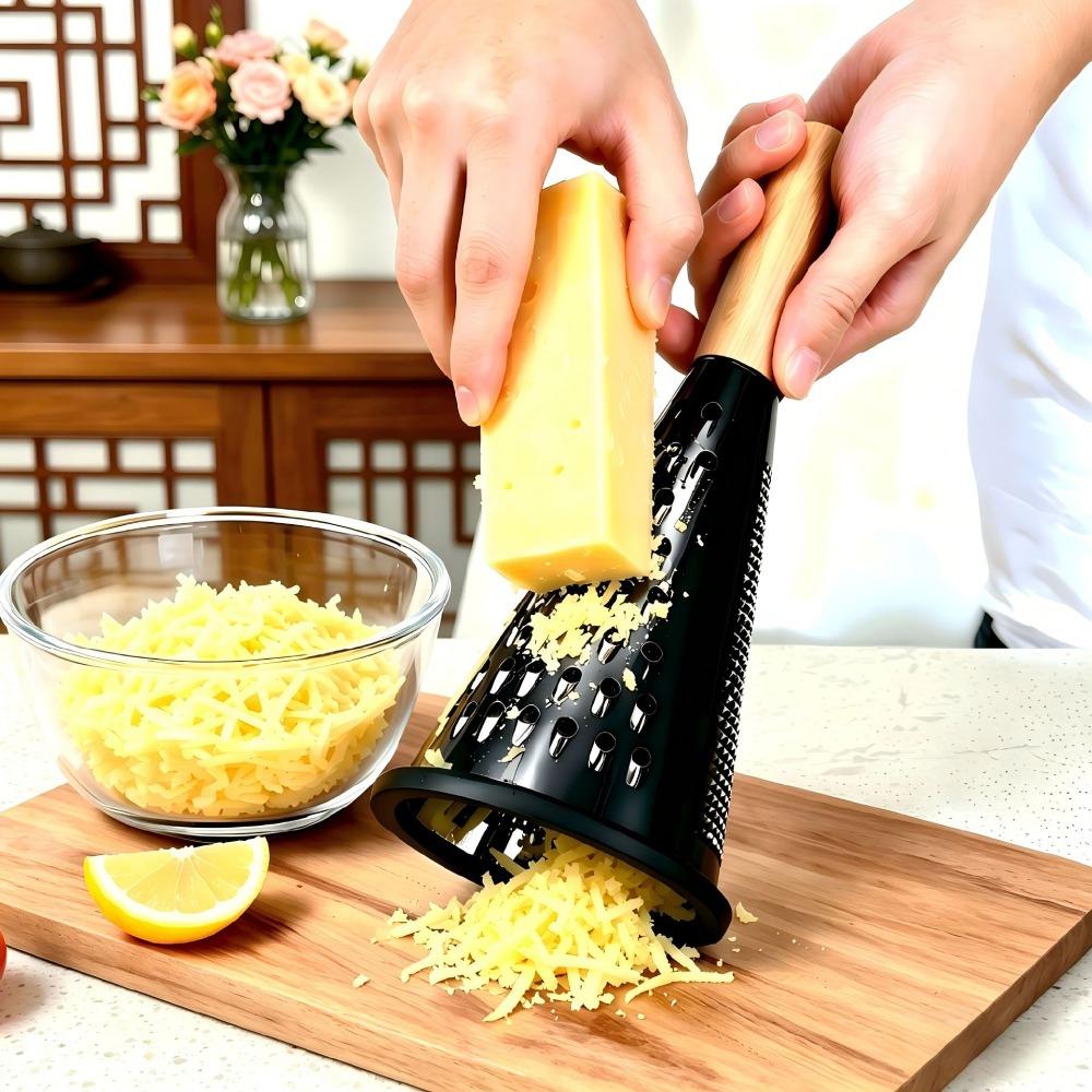 Stainless Steel Black Conical Vegetable Grater Wooden Handle Vegetables Slicer Carrot