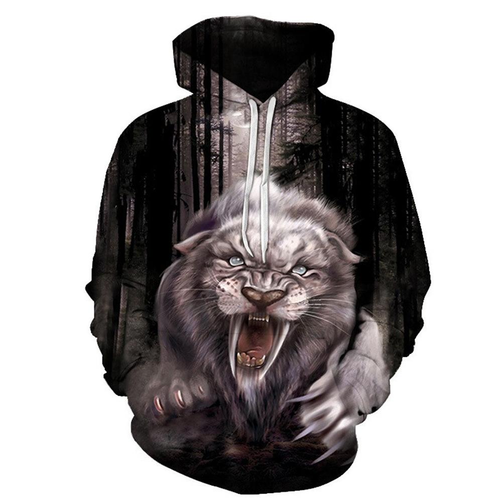Весна и осень Новый аниме Волк и Тигр Серия 3D Печать Мужской Свободный Повседневный свитер с капюшоном