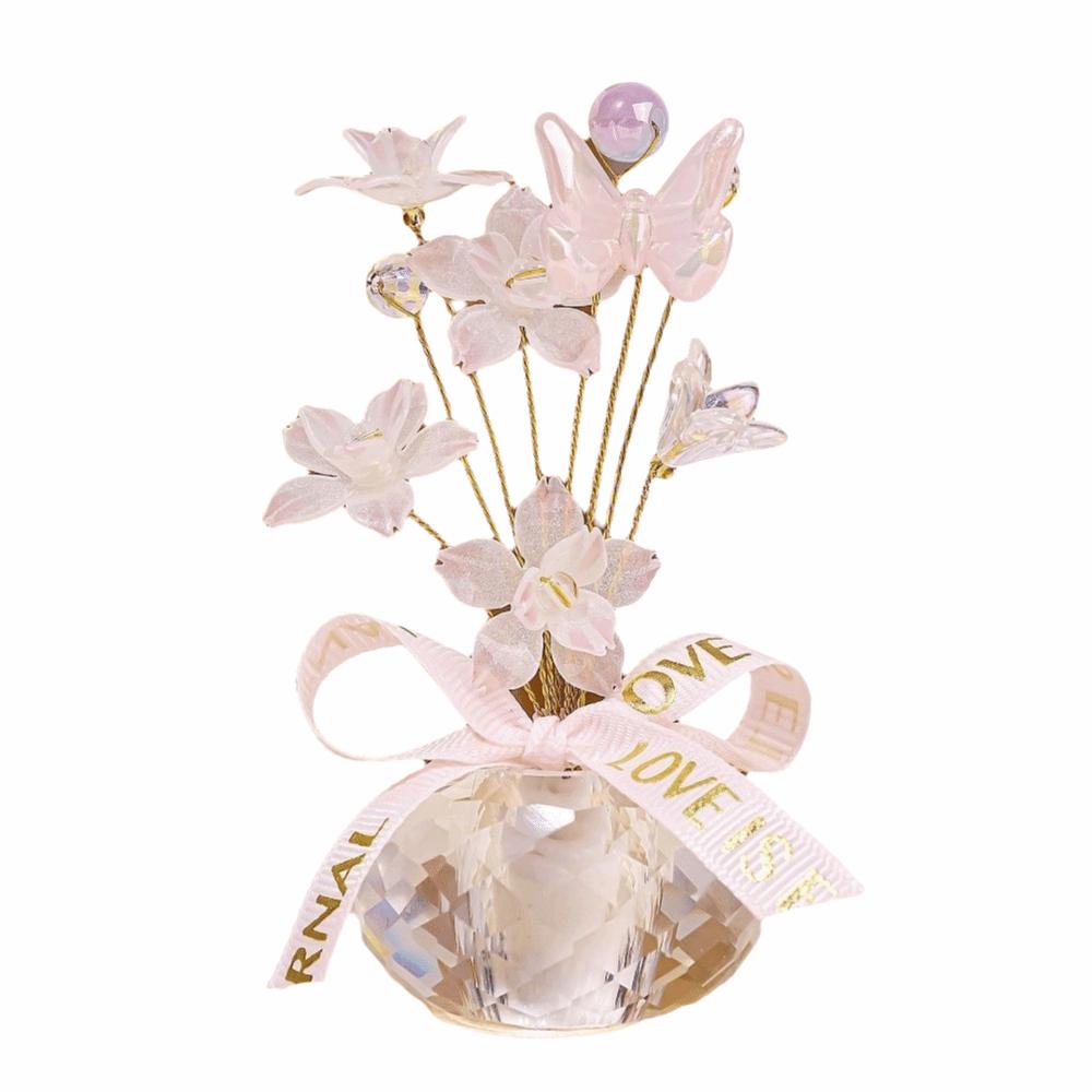 Colorful Crystal Flower Decoration Creative Car Ornaments Mini Crystal Glass Flowers Table Decor
