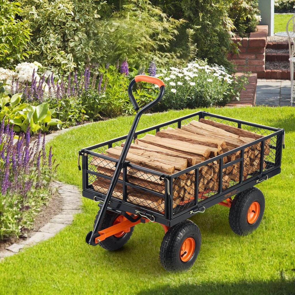Garden Dump Cart Heavy-duty Metal Yard Carts and Wagons 880 lbs Loading