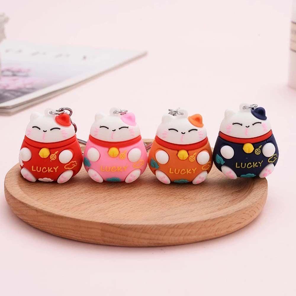 Three-dimensional Phone Accessory Cartoon Key Ring Car Keyring Lucky Cat Keychain Bag Pendant