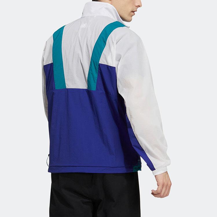 Adidas Originals Trefoil St Ltwind Wvjk Casual Breathable Sports Stand Collar Jacket Men Jackets Blue White HE9931