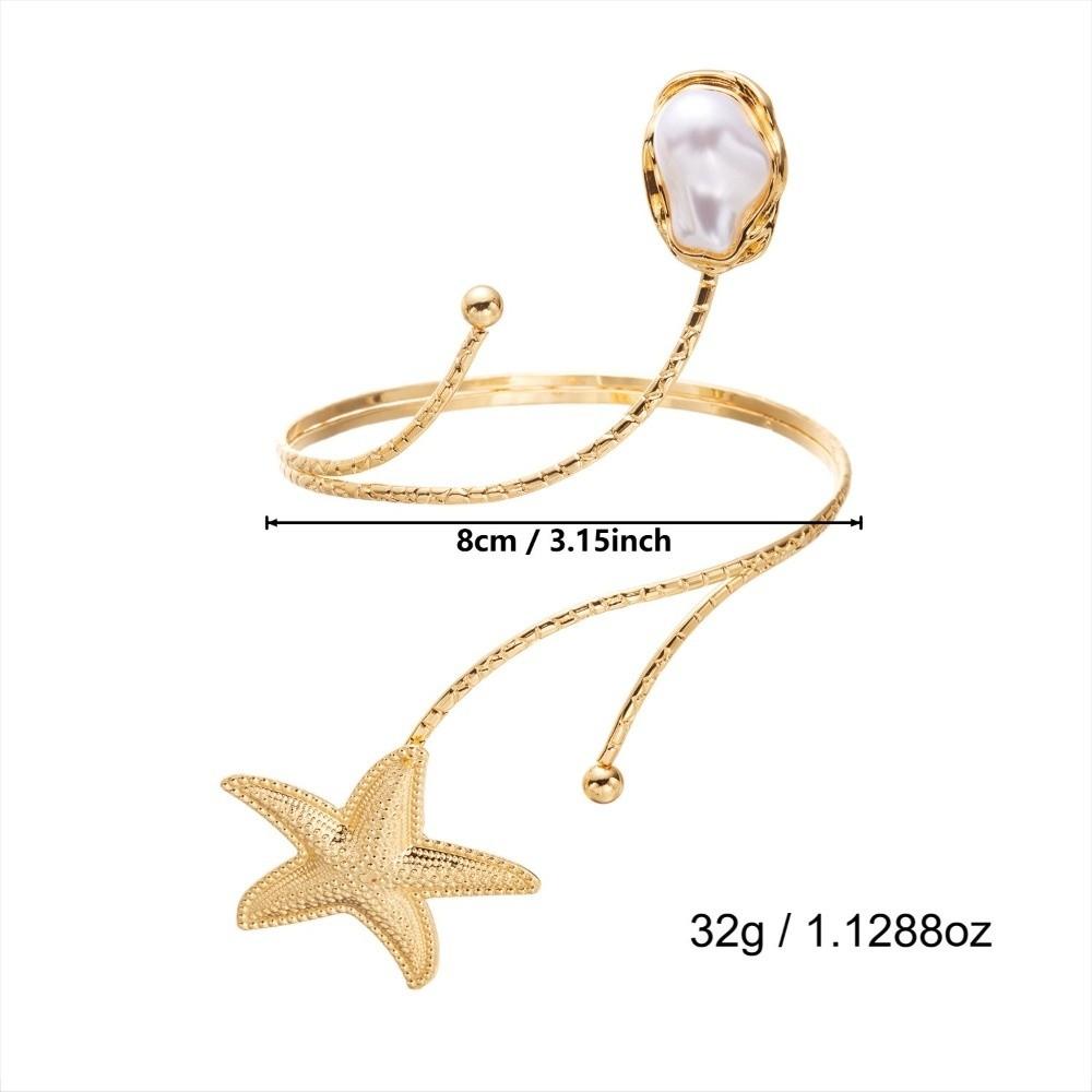 Модный богемный стиль Открытое кольцо на руку Простое золотистого цвета Браслет на руку Регулируемый браслет-манжета Морская звезда Ювелирное изделие Подарок