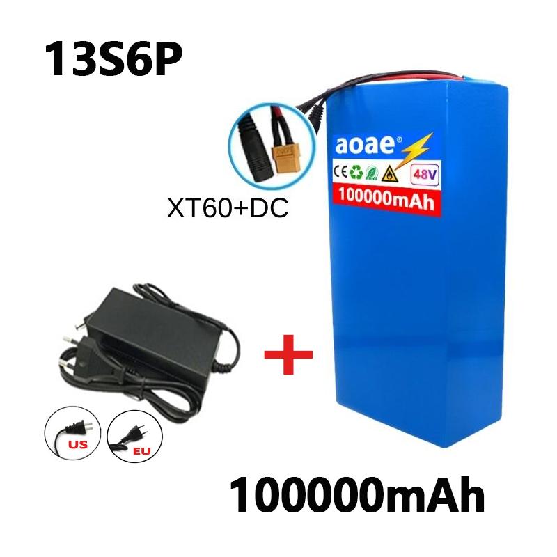 100%18650Original 48V 100Ah 13s6p Lithium Battery Pack 48v 100000mAh 2000W Citycoco Motorized Scooter Batteries Built in 50A BMS