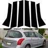6Pcs for Peugeot 308 SW/Touring 2007-2014 Car Door Window Pillar Center Post Trim Stickers Black Auto Styling Accessories