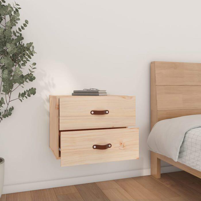 Table de chevet murale - Maison Exclusive - Bois de pin massif - Flottante - Rangement 50x36x40 cm