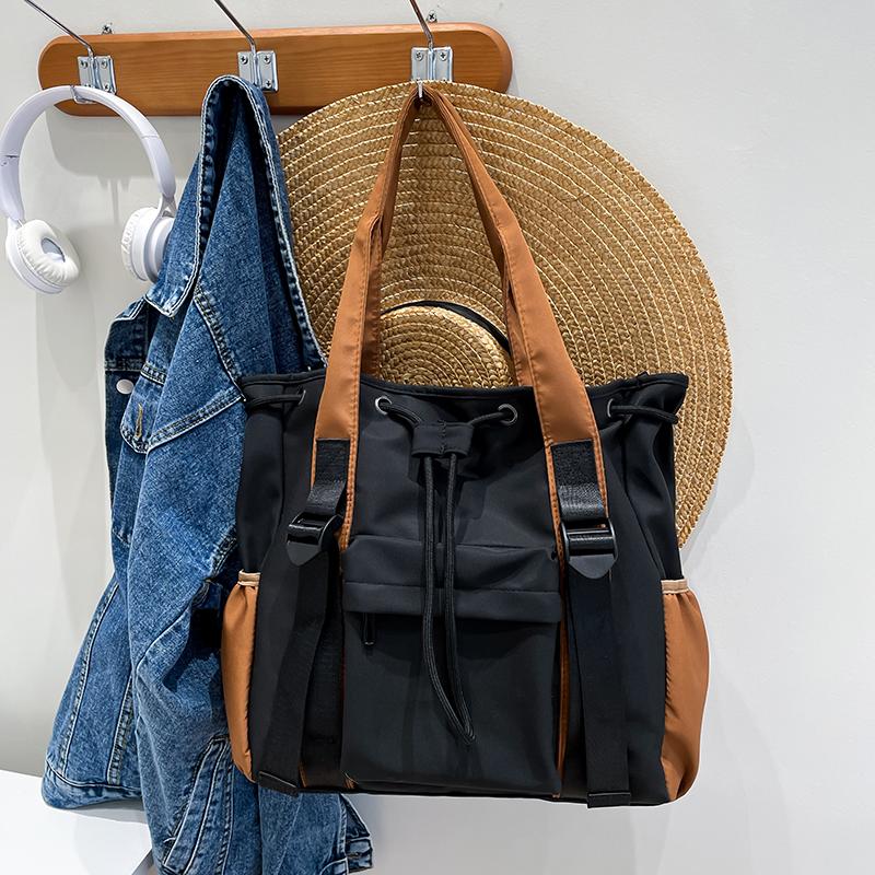 Студенческая сумка-тоут большой вместимости, контрастного цвета, ручная сумка, сумка через плечо для поездок на работу, сумка кроссбоди KTY