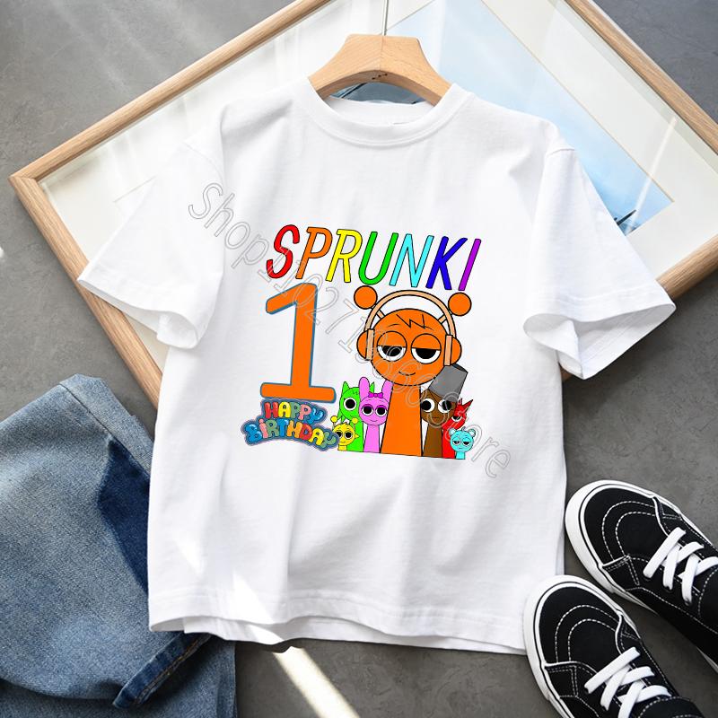 Cottom 100% Sprunki Incredibox Детская одежда для мальчиков и девочек Футболка для дня рождения с рисунком из мультфильмов и игр, с короткими рукавами, классные удобные топы