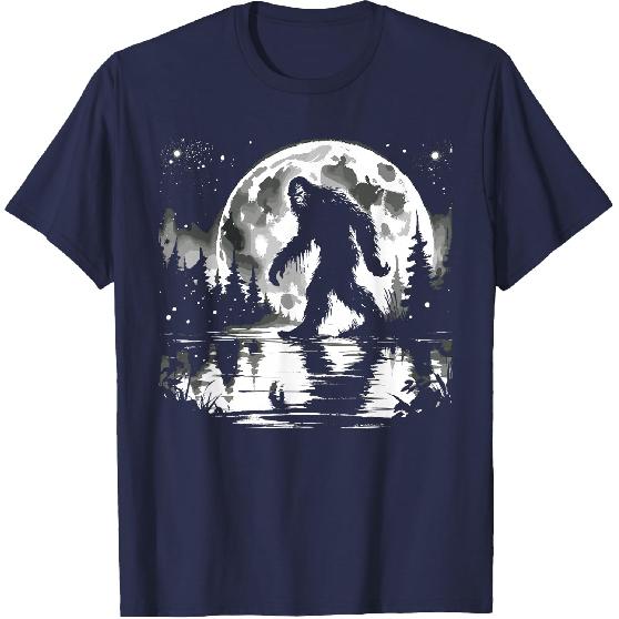 Moon Bigfoot Sasquatch Men Women Kids Cool Bigfoot T-Shirt
