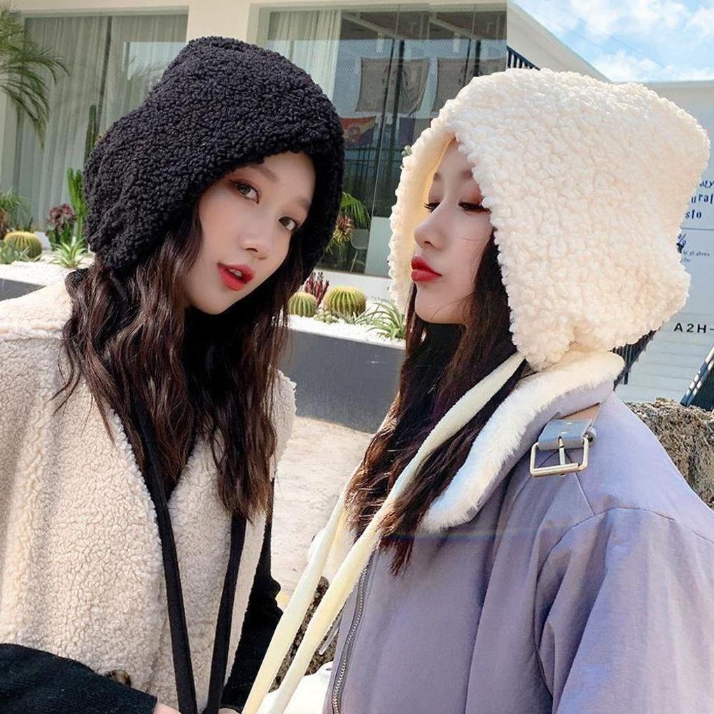 Winter Cute Fashion Full Poggle Fleece String Beanie Hat