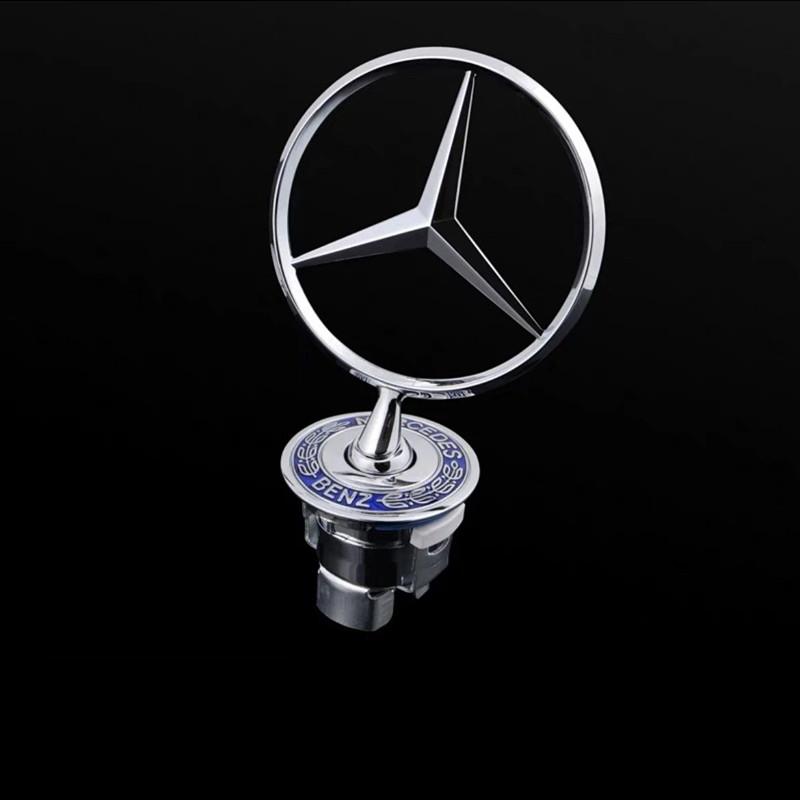 2025 Hot For Benz 1pcs 44mm 3D Metal Blue Chrome Star Bonnet Hood Logo Emblem Badge for Mercedes Benz W202 W203 W204 W208 W210 W