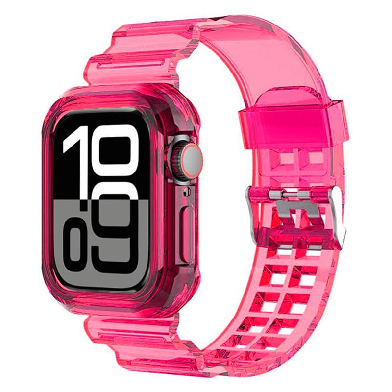 Чехол+Ремешок для Apple Watch Band 46мм 42мм 45мм 44мм 40мм 41мм силиконовый Чехол+Браслет ремешок iWatch Серии 10 9 8 7 6 5 4 3 SE 2