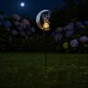 Solar Garden Light, Butterfly Fairy Moon Figurine Stake Light, Outdoor Waterproof Solar Powered Pathway Light for Patio, Lawn, Yard Decor