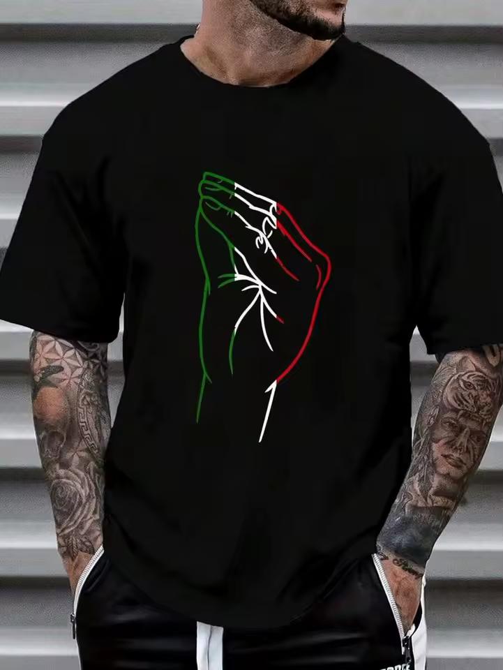 100% Cotton Funny Italian Hand Gesture Italian Flag Italy Italia T shirt Women's Men's Graphic Tee Causal Tops Fashion T shirt Sh