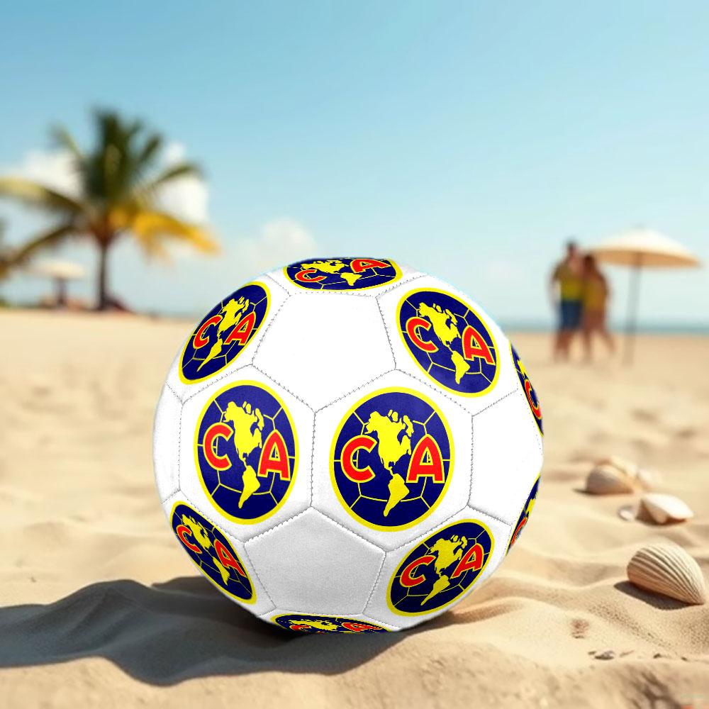 Club America Size 5 Soccer Ball, Machine-Stitched PVC, Durable & High Bounce, All Ages Fit, fan merchandise, matches & outdoor use.