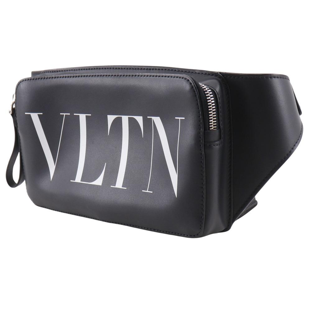 Valentino Garavani VLTN Logo Body Bag B0719WJW Studs Black Leather Mens Used