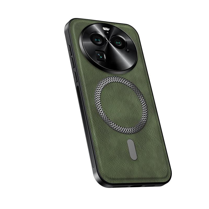 For Oppo Find X6 Pro Case Magnetic Elegant Leather Wear-Resistant Lens Fully Covered Non-Slip Grip Edge Cover Shell