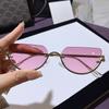 European and American new metal half-frame cat eye sunglasses fashionable personalized retro sunglasses UV UV protection
