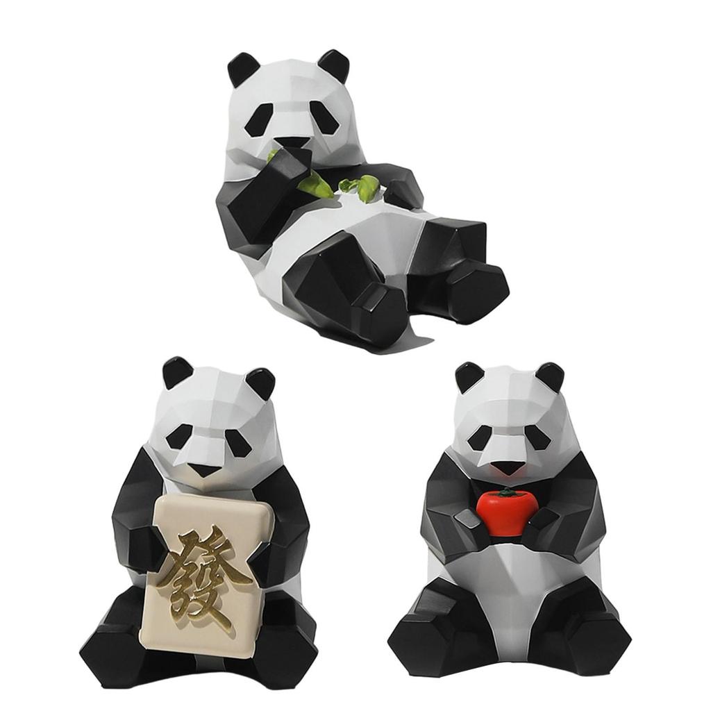 Panda Figurine Table Decoration Adorable Centerpiece Cute Panda Statue Animal Sculpture for Bookshelf Home Bedroom TV Cabinet
