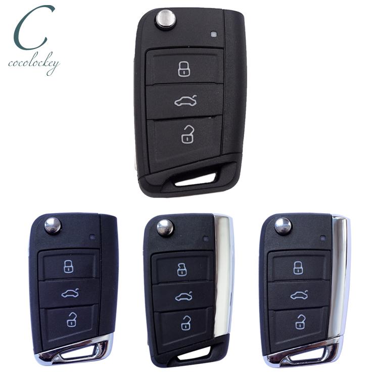 Cocolockey 3 Кнопки Выкидной Брелок Чехол для Автомобильного Ключа Для Skoda Octavia A7 Для Vw Golf 7 Mk7 Для Seat Leon Passat Beetle Polo Bora