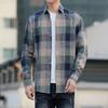 Men's Long-sleeved Casual Plaid Warm Shirt Jacket.