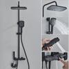 Black Shower System Rainfall Shower Faucet Fixtures Set Hand Shower Wall Mount
