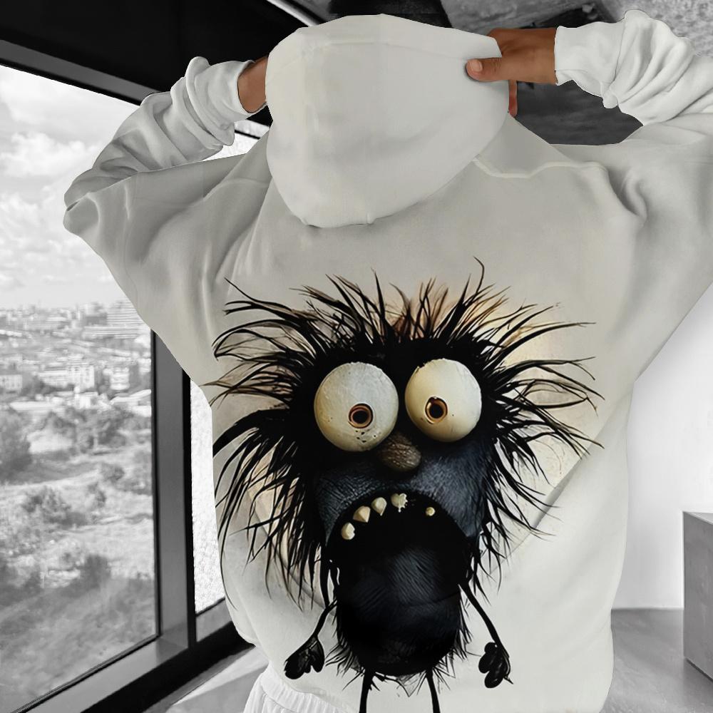 Забавная мужская толстовка, повседневный пуловер с длинным рукавом и капюшоном, топ с мультяшным принтом, модная винтажная мужская худи оверсайз, уличная одежда
