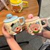 High Value, Cute and Super Good-looking Clown Cup, Girls' Home Coffee Cup, Couple's Ceramic Mug with Lid Spoon.