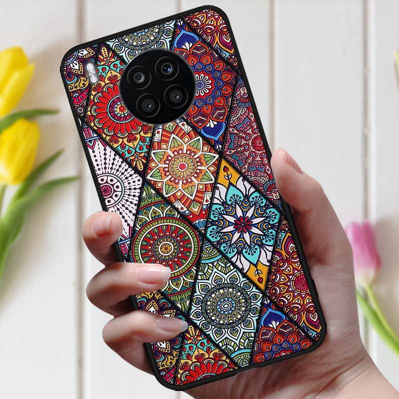 Чехол для Huawei Honor 50 Lite, чехол для телефона, мягкий силиконовый ТПУ задние чехлы для Huawei Nova 8i / Honor50 Lite, 3D тиснение, чехлы с цветами