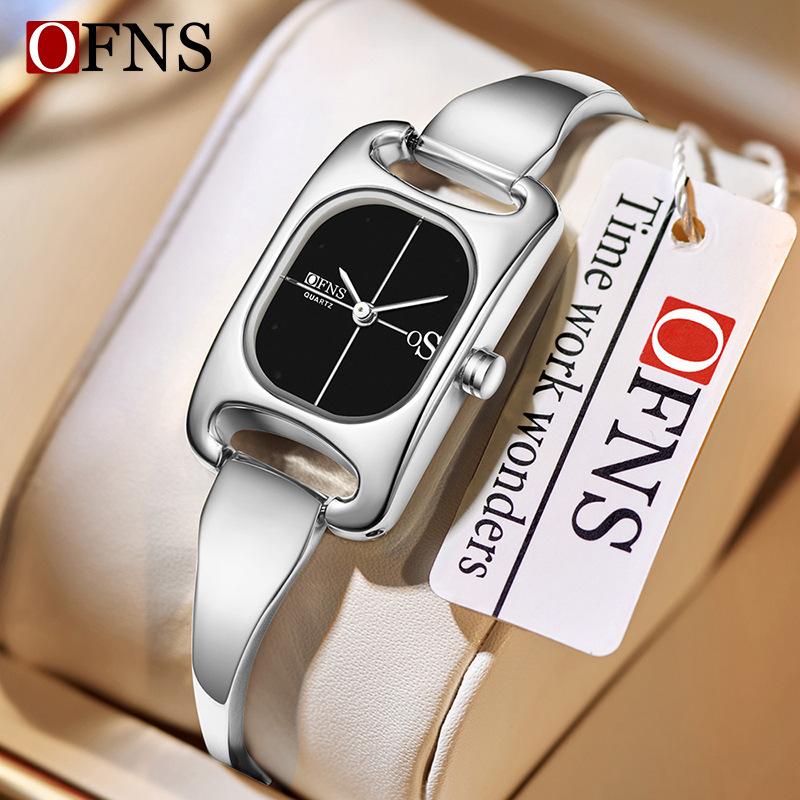 Fashion Ofns Minimalist Luxury Women's Quartz Watch Square Design With 3d Indexes Alloy Band Versatile For Daily And Commute Use