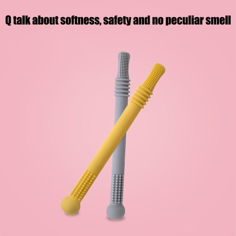 Детский прорезыватель Безопасный силиконовый жевательный соломка Игрушка Разноцветный детский молярный стик Игрушки для прорезывания зубов для младенца