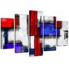 Five Piece Picture Canvas Print Abstraction Blue Red
