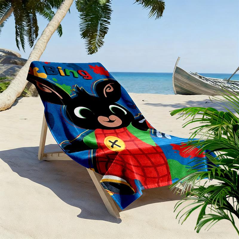 Bing Cartoon Print Beach Towel, Large Soft Quick Dry Towel for Beach Camping Swimming